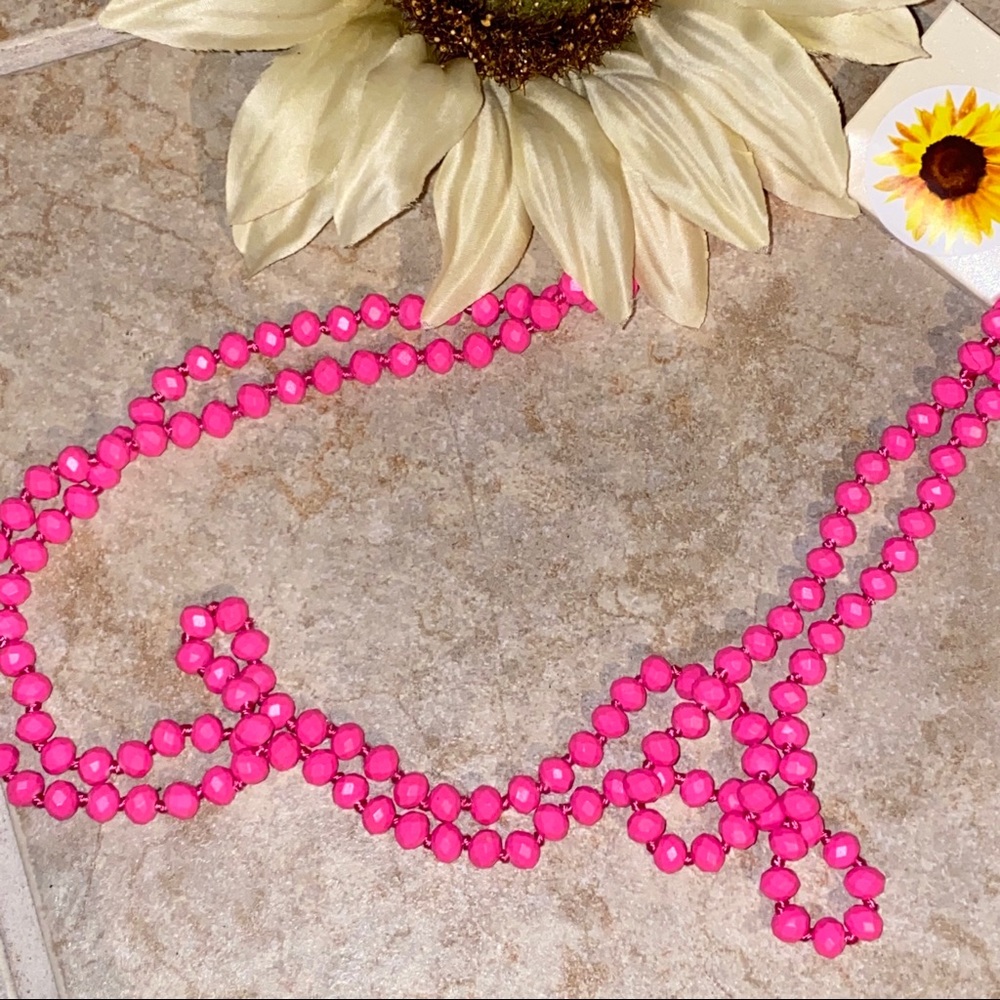 Hot pink beaded necklace